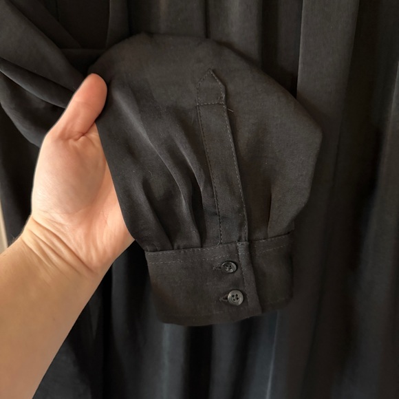 Express Boyfriend Silky Oversized Black Button Down Shirt - Picture 4 of 5